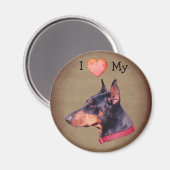 Ich liebe mein Dobermann Pinscher-Hund Magnet (Vorderseite/Rückseite)