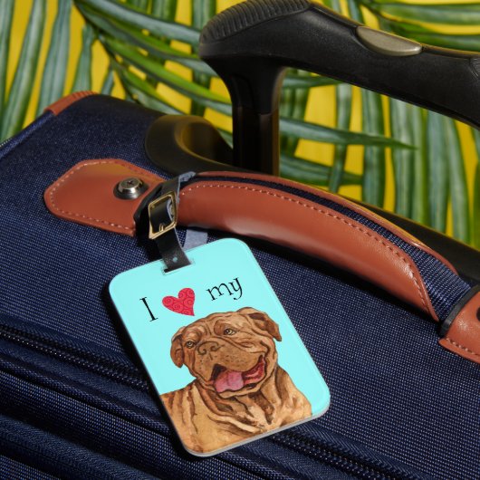 Ich Liebe mein Dogue de Bordeaux Gepäckanhänger (Vorderseite Insitu 1)