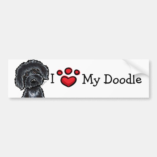 Ich Liebe mein Doodle Black Labradoodle Autoaufkleber (Vorne)