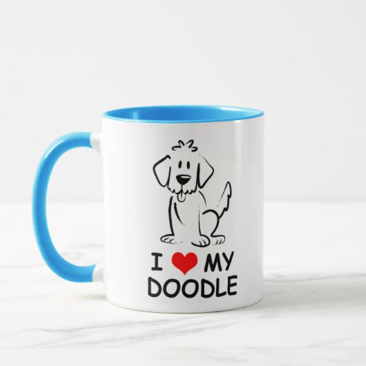 Ich Liebe mein Doodle Tasse (Links)