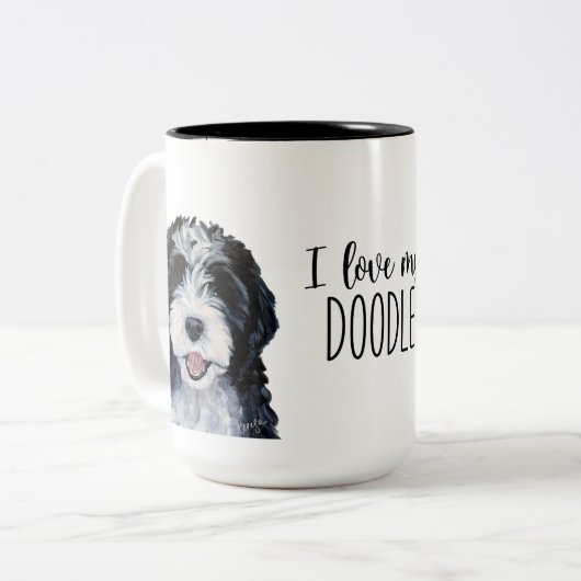 Ich Liebe mein Doodle  Zweifarbige Tasse (Vorderseite Links)