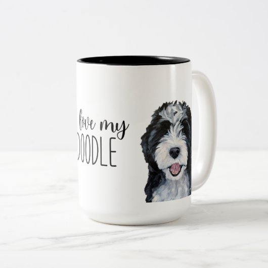 Ich Liebe mein Doodle Zweifarbige Tasse (VorderseiteRechts)