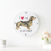 Ich Liebe mein Drahthaar Dackel Große Wanduhr (Zuhause)