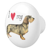 Ich Liebe mein Drahthaar Dackel Keramikknauf (Rechts)