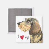 Ich Liebe mein Drahthaar Dackel Magnet (Vorderseite/Rückseite)