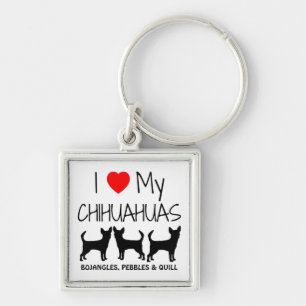 Ich Liebe mein Drei-Chihuahua-Schlüsselanhänger Schlüsselanhänger