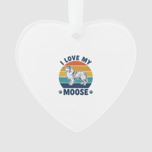 Ich liebe mein Elchhund Retro Gravur Design_1 Ornament