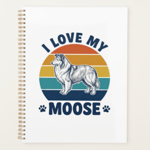 Ich liebe mein Elchhund Retro Gravur Design_1 Planer