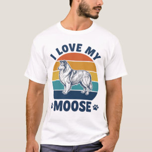 Ich liebe mein Elchhund Retro Gravur Design_1 T-Shirt
