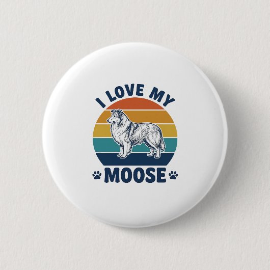 Ich liebe mein Elchhund Retro-Gravurdesign_1 Button (Vorderseite)