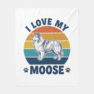 Ich liebe mein Elchhund Retro-Gravurdesign_1 Fleecedecke