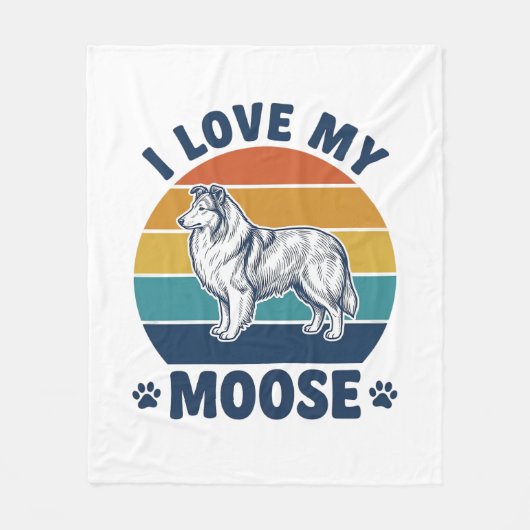 Ich liebe mein Elchhund Retro-Gravurdesign_1 Fleecedecke (Vorderseite)