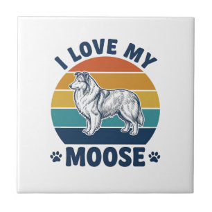 Ich liebe mein Elchhund Retro-Gravurdesign_1 Fliese