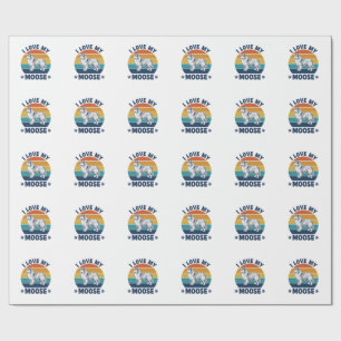 Ich liebe mein Elchhund Retro-Gravurdesign_1 Geschenkpapier