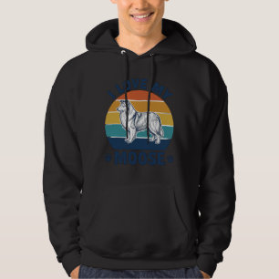 Ich liebe mein Elchhund Retro-Gravurdesign_1 Hoodie