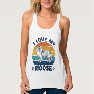Ich liebe mein Elchhund Retro-Gravurdesign_1 Tank Top