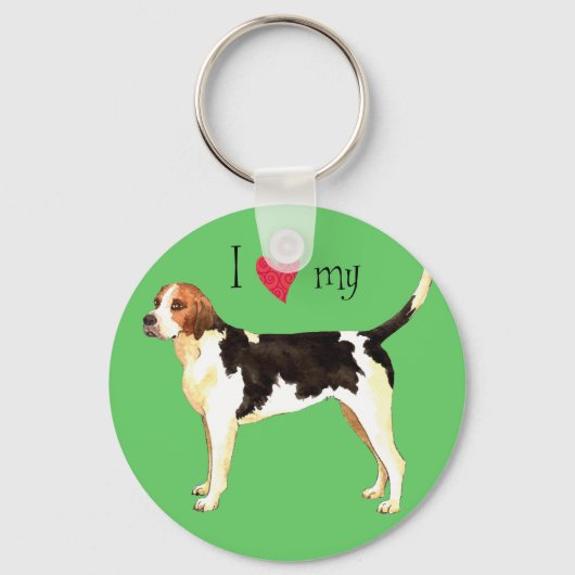 Ich Liebe mein Englisch Foxhound Schlüsselanhänger (Vorderseite)