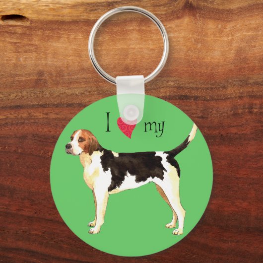 Ich Liebe mein Englisch Foxhound Schlüsselanhänger (Vorderseite)