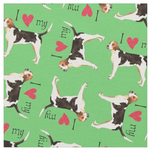 Ich Liebe mein Englisch Foxhound Stoff (Nahaufnahme)