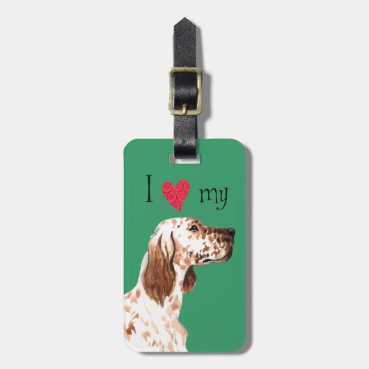 Ich Liebe mein Englisch Setter Gepäckanhänger (Vorderseite vertikal)