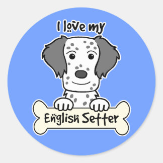Ich Liebe mein Englisch Setter Runder Aufkleber