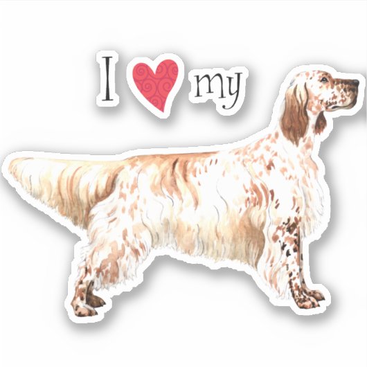 Ich Liebe mein Englisch Setter Vinyl Sticker (Vorderseite)