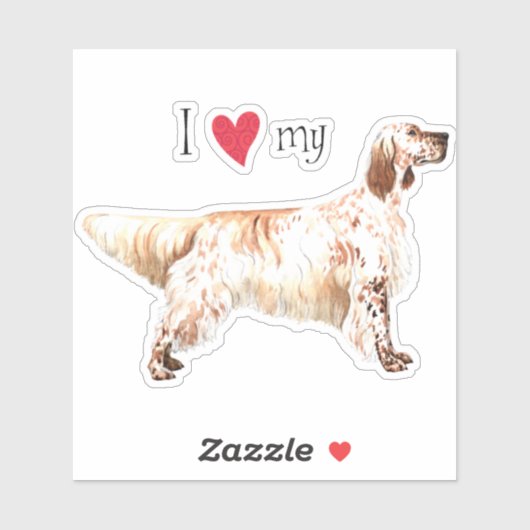 Ich Liebe mein Englisch Setter Vinyl Sticker (Blatt)