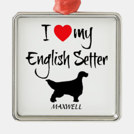 Ich Liebe mein Englischhund Ornament Aus Metall