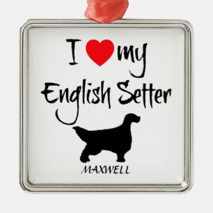 Ich Liebe mein Englischhund Ornament Aus Metall