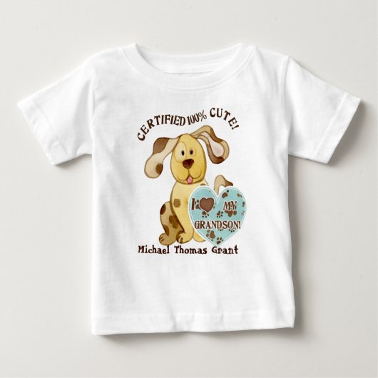 Ich Liebe mein Enkelsohn, Personalisiertes Baby Te Baby T-shirt (Vorderseite)