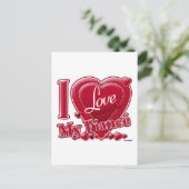 Ich Liebe mein Fiancé rot - Herz Postkarte (Stehend Vorderseite)