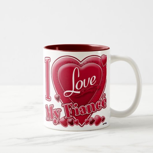 Ich Liebe mein Fiancé rot - Herz Zweifarbige Tasse (Rechts)