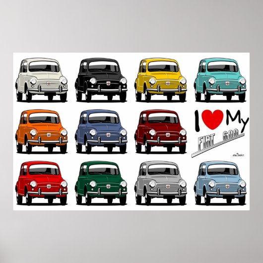 Ich Liebe mein Fiat 600 Poster (Vorne)