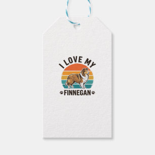 Ich liebe mein Finnegan Vintage Hundename-Shirt-De Geschenkanhänger