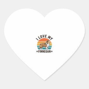 Ich liebe mein Finnegan Vintage-Hundename-Shirt-De Herz-Aufkleber