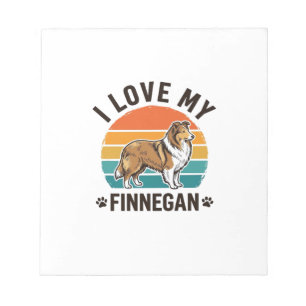 Ich liebe mein Finnegan Vintage Hundename-Shirt De Notizblock