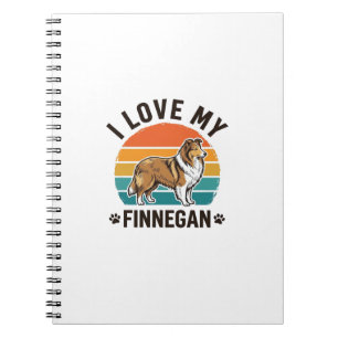Ich liebe mein Finnegan Vintage Hundename-Shirt-De Notizblock