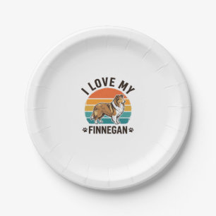 Ich liebe mein Finnegan Vintage Hundename Shirt De Pappteller