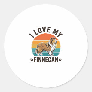 Ich liebe mein Finnegan Vintage Hundename Shirt De Runder Aufkleber