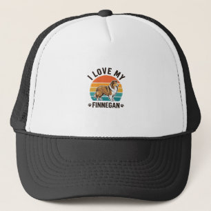Ich liebe mein Finnegan Vintage-Hundename-Shirt-De Truckerkappe