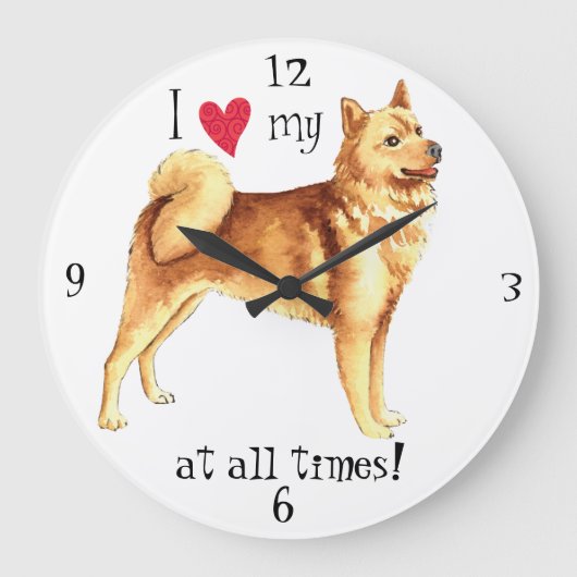 Ich Liebe mein Finnisch Spitz Große Wanduhr (Vorderseite)
