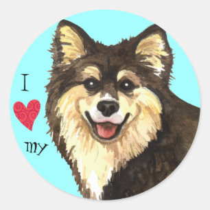 Ich Liebe mein finnisches Lapphund Runder Aufkleber