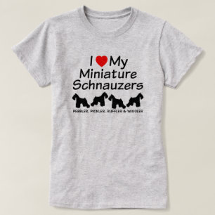 Ich Liebe mein Four Miniature Schnauzer Hunde Shir T-Shirt