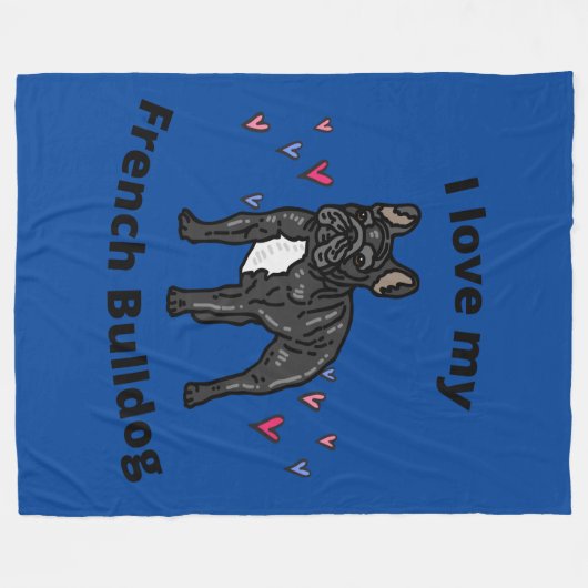 ICH LIEBE MEIN FRANZÖSISCHES BULLDOG FLEECE BLANKE (Vorderseite (Horizontal))