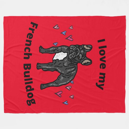 ICH LIEBE MEIN FRANZÖSISCHES BULLDOG FLEECE BLANKE (Vorderseite (Horizontal))