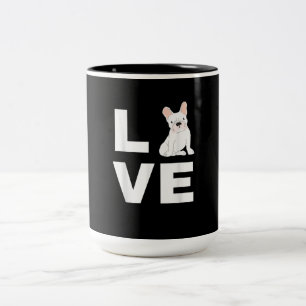 Ich Liebe mein französisches Bulldoggebleih-Hund L Zweifarbige Tasse