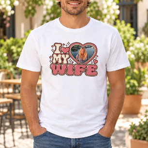 Ich liebe mein Frau Benutzerdefiniertes Foto Retro T-Shirt