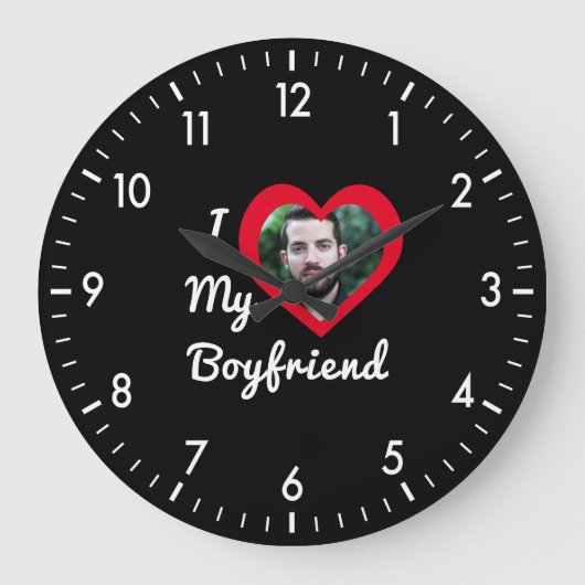 Ich Liebe Mein Freund Bae Personalisiertes Foto Große Wanduhr (Vorderseite)