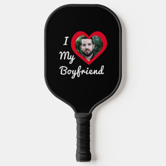 Ich Liebe Mein Freund Bae Personalisiertes Foto Pickleball Schläger (Vorderseite)