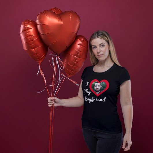 Ich Liebe Mein Freund Bae Personalisiertes Foto T-Shirt